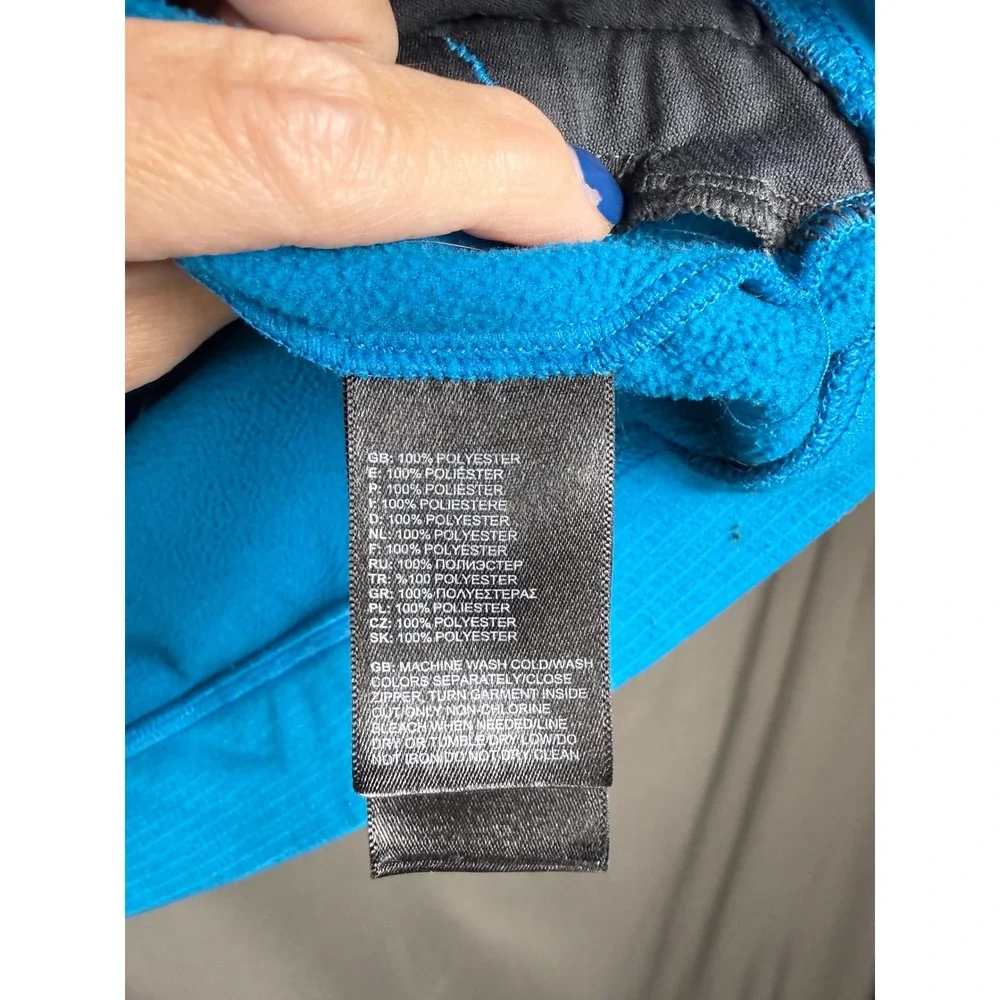 The North Face Hoodie Mens XL Blue Grey Grid Fleece Pullover Hiking Activewear